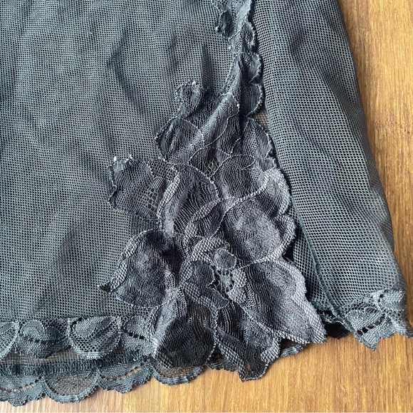 Victorias Secret Lace Lingerie Medium Nightgown Mesh Black Slip Y2K Babydoll - Picture 3 of 15